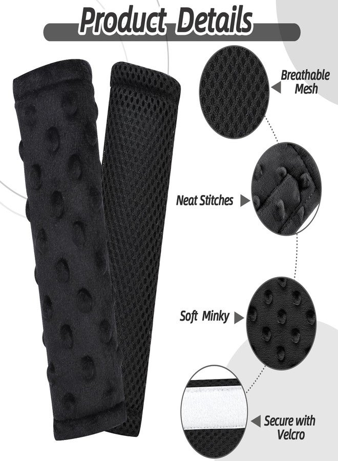 WINGHENLEE Baby Car Seat Strap Pads, Toddler Car Seat Strap Shoulder Covers for Baby Kids, Double-Sided Car Seat Belt Covers for Stroller/Pushchair/Baby Swing, Soft Flannel & Mesh, Black - Image 2