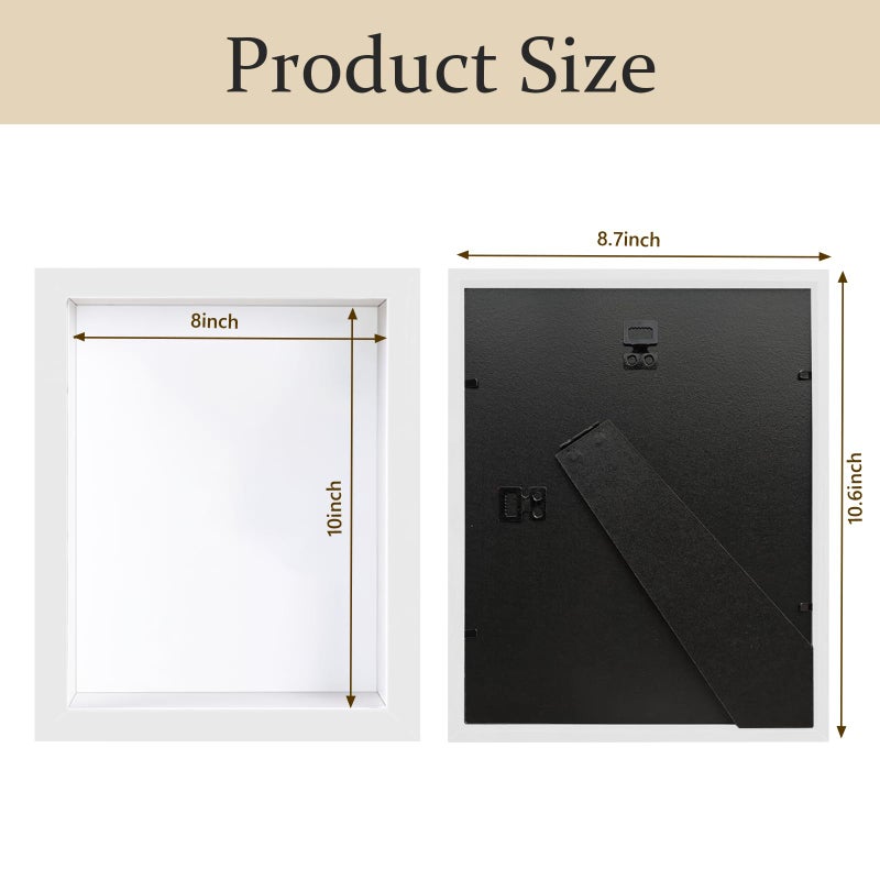 SMZCTYI Shadow Box Frame 8x10 - 3 Pack Wood Deep Shadowbox with Glass Shadow Boxes Display Cases Suitable for Photos  Dried Flowers  Handicrafts Picture Frames for Wall (White) - Image 5