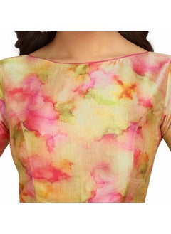 Studio Shringaar Studio Shringaar Polyester Women's Multi Colour Tie Dye Saree Blouse With Elbow Length Sleeves(Pink,36)  - Image 3