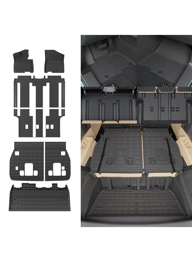 Thinzyou Floor Mats Compatible with 2022-2025 2026 Kia Carnival 8 Seater MPV No Hybrid&Prestige Trunk Liner Cargo Liner Cargo Mat 2024 Carnival Accessories (Floor Mats+Trunk Mat+Backrest Mats) - Image 1