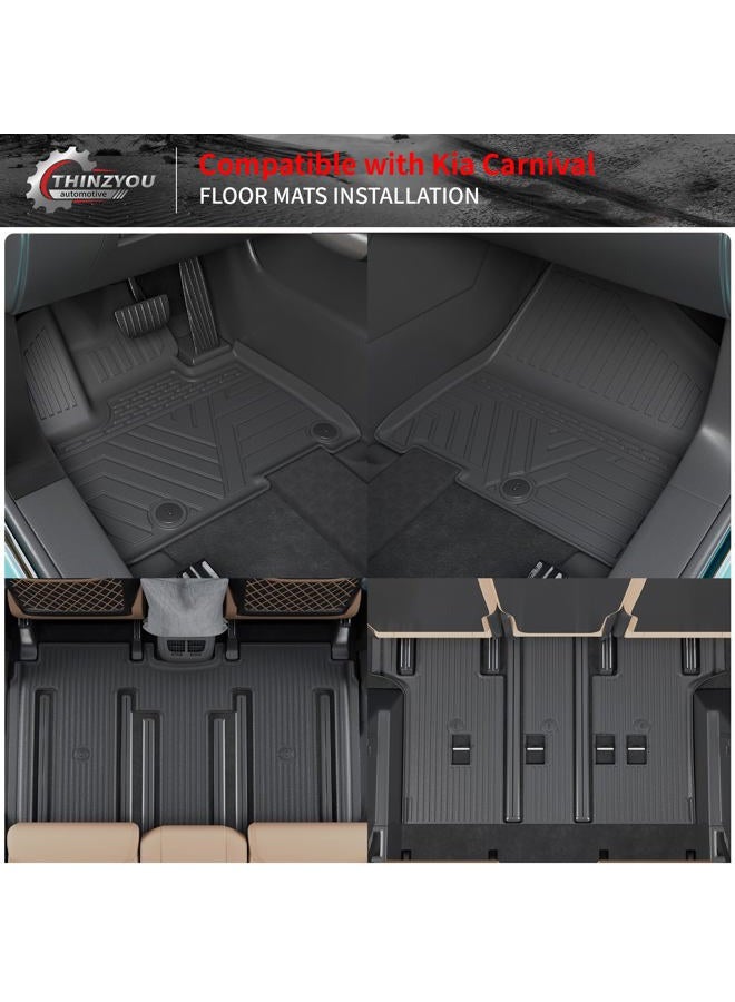 Thinzyou Floor Mats Compatible with 2022-2025 2026 Kia Carnival 8 Seater MPV No Hybrid&Prestige Trunk Liner Cargo Liner Cargo Mat 2024 Carnival Accessories (Floor Mats+Trunk Mat+Backrest Mats) - Image 3