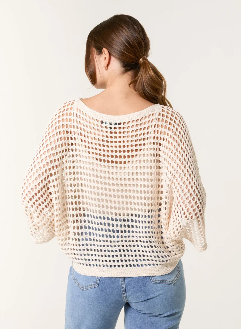 Blue Vanilla Round Neck Net Top