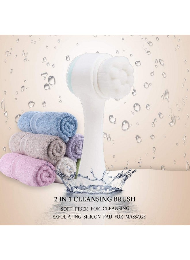 OANGO Cleaning Face Cleansing Exfoliating Brush Facial Wash Massage Soft Scrubber Bamboo Fiber Double Sided - Image 3