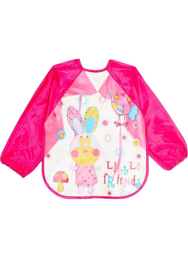 Generic Baby's Long-Sleeve Waterproof Bib for Both Eating and Drawing (Pink), One Size  - Image 1