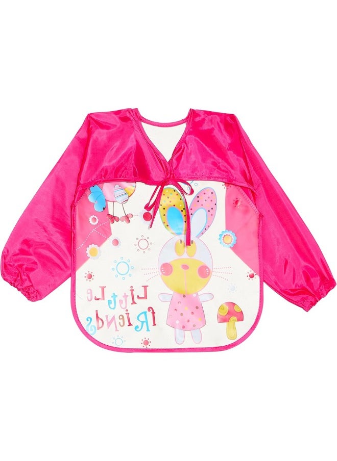 Generic Baby's Long-Sleeve Waterproof Bib for Both Eating and Drawing (Pink), One Size  - Image 2