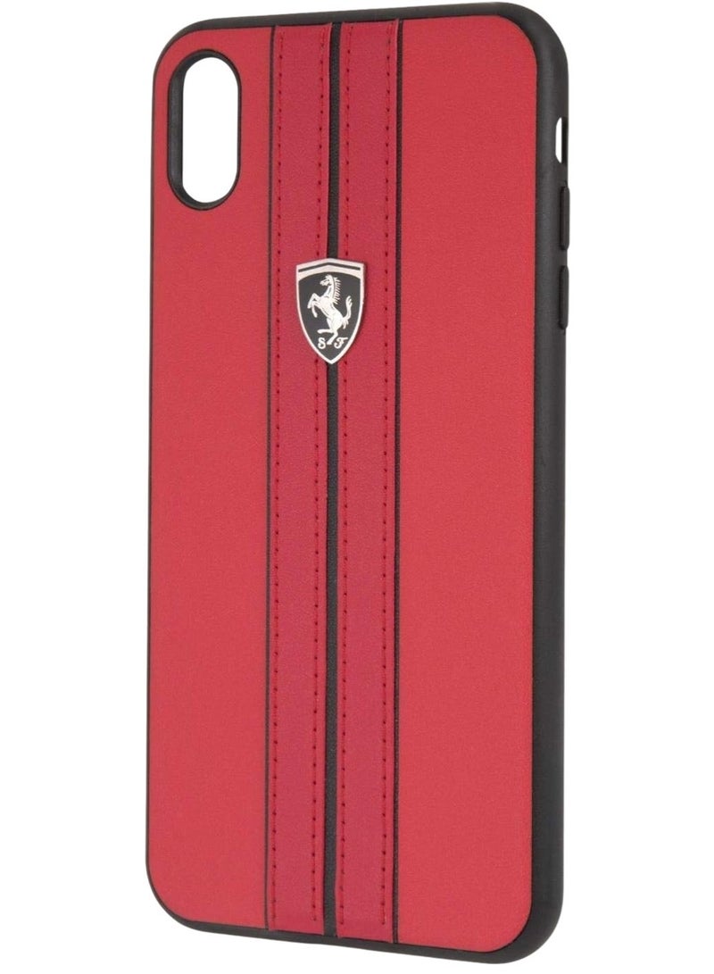 سي جي جراب هاتف iPhone Xs Max Ferrari من CG Mobile Collection خارج المسار، غطاء جلدي من PU صلب مع تشطيبات متباينة، إطار مطاطي TPU ومنافذ سهلة الوصول (أحمر) - Image 1