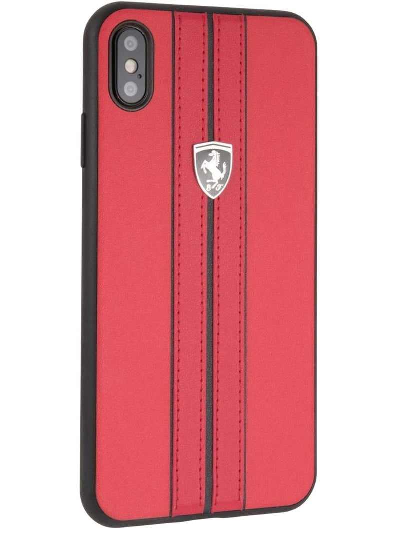 سي جي جراب هاتف iPhone Xs Max Ferrari من CG Mobile Collection خارج المسار، غطاء جلدي من PU صلب مع تشطيبات متباينة، إطار مطاطي TPU ومنافذ سهلة الوصول (أحمر) - Image 4