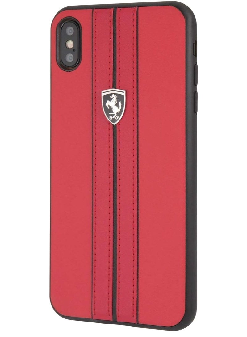 سي جي جراب هاتف iPhone Xs Max Ferrari من CG Mobile Collection خارج المسار، غطاء جلدي من PU صلب مع تشطيبات متباينة، إطار مطاطي TPU ومنافذ سهلة الوصول (أحمر) - Image 3
