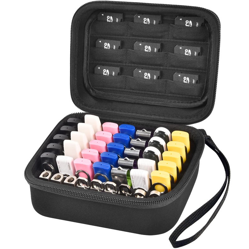 Comecase USB Flash Drive Case, Thumb Drive, Memory Card SD SDXC SDHC Card Holder Organizer, Electronic Accessories Storage Bag for SanDisk/SamData/Samsung/TOPESEL/PNY/Memory Stick/YubiKey (Box Only) - Image 1