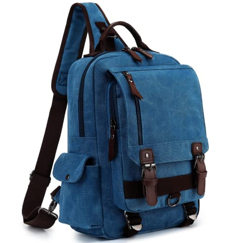 Leaper Retro Crossbody Bag Sling Bag Canvas Messenger Bag for Men Women Shoulder Bag Crossbody Handbags Satchel Sky Blue, M - Image 1