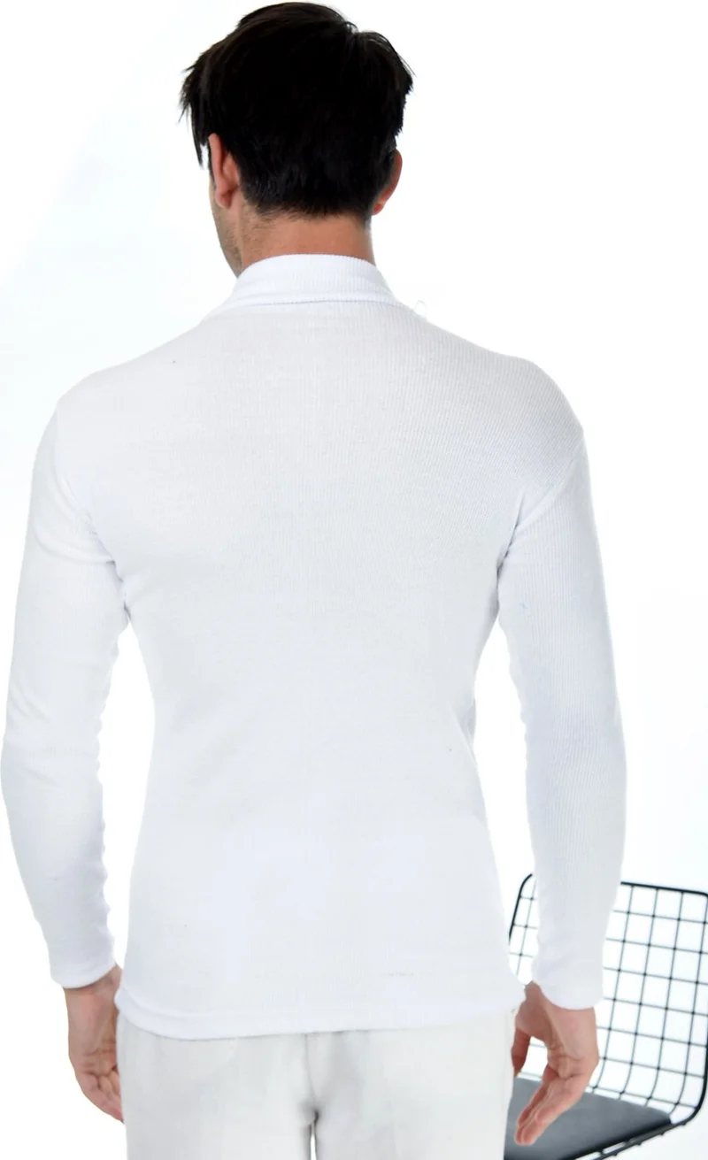 بيليفانتي كولكشن Men's White Half Turtleneck Slim Fit Sweater