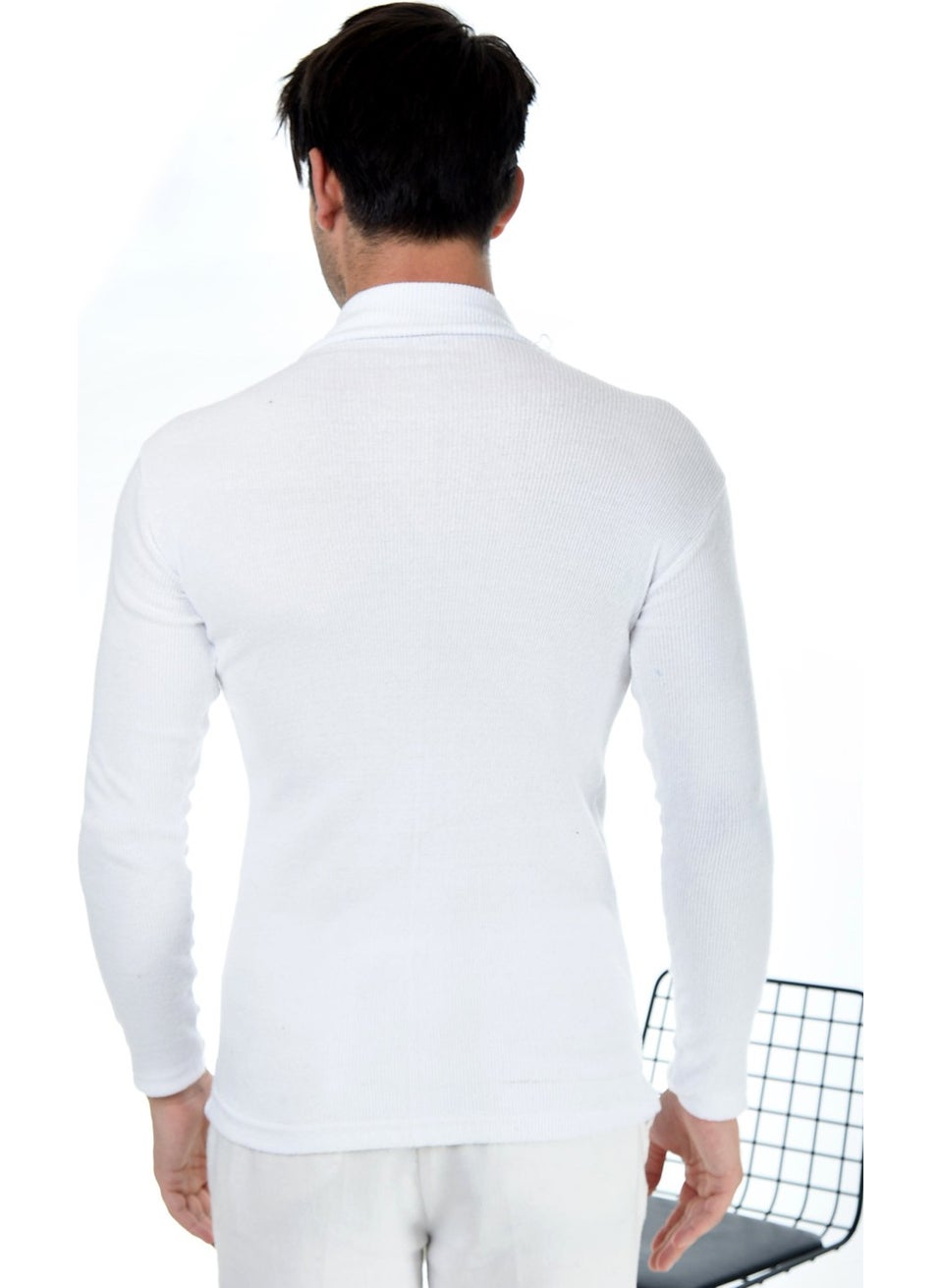 Belifanti Collection - Men's White Half Turtleneck Slim Fit Sweater - Image 1