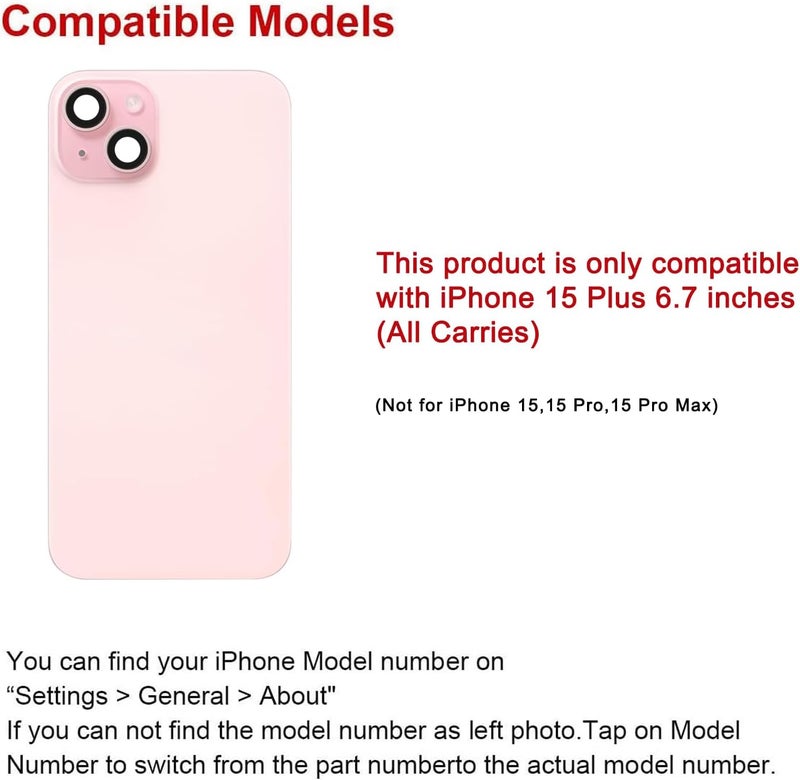 Perzework Rear Back Glass Replacement for iPhone 15 Plus 6.7-inches with Reparing Tool Kit and All Necessary Parts (Pink) - Image 2