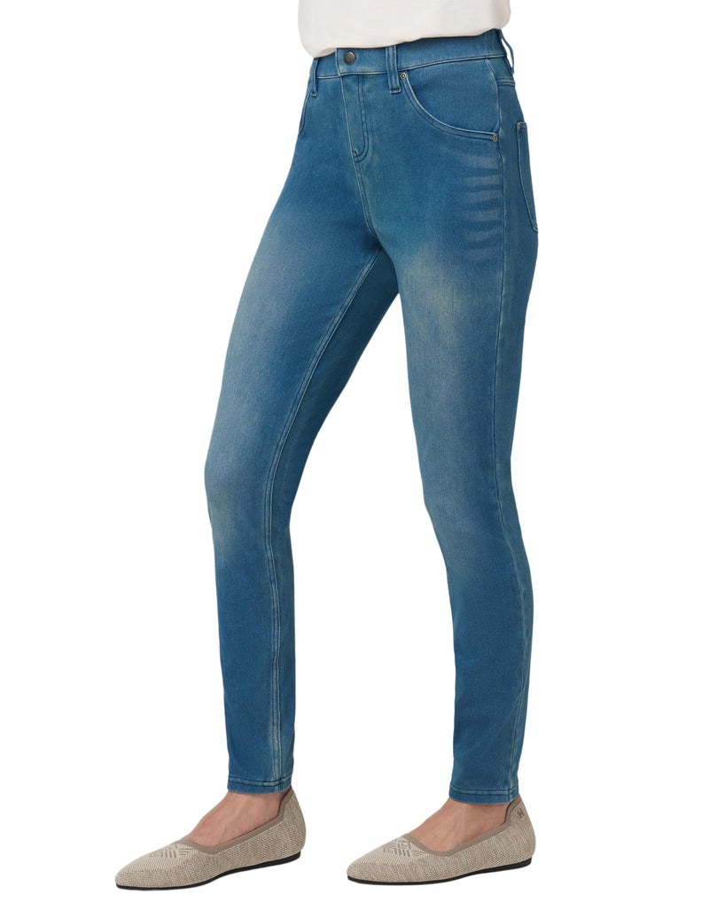 HUE womens Ultra Soft High Waist Denim Leggings Hosiery, Windsor Blue Wash, 1X US - Image 4