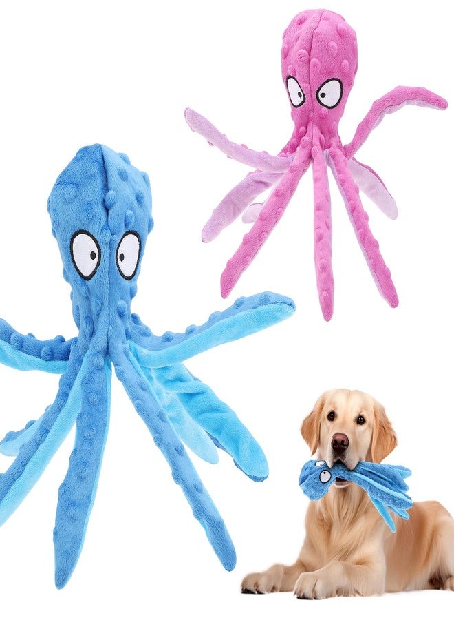 lanjue 2 Pcs Octopus Dog Toys, No Stuffing Squeaky Dog Toys Chew Toys for Dogs Puppy Toys Indestructible Dog Toy for Small & Medium & Large Dogs (Blue,Purple) - Image 1