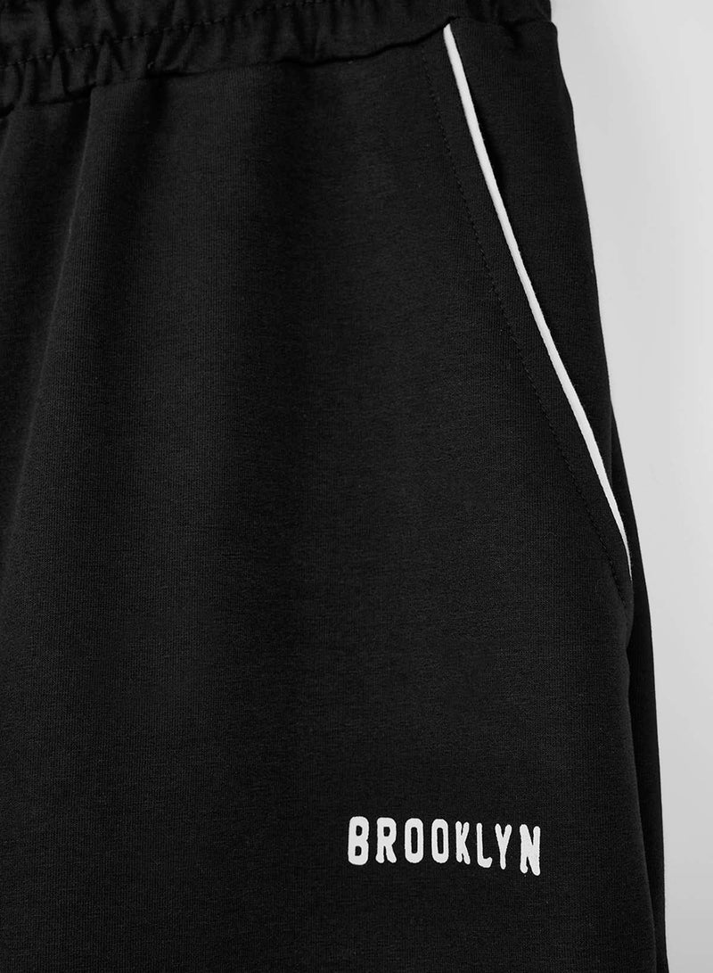 trendyol Black Large Size Regular Fit Printed Piped Rubber Leg Sweatpants Tmnss26Aj00001 - Image 3