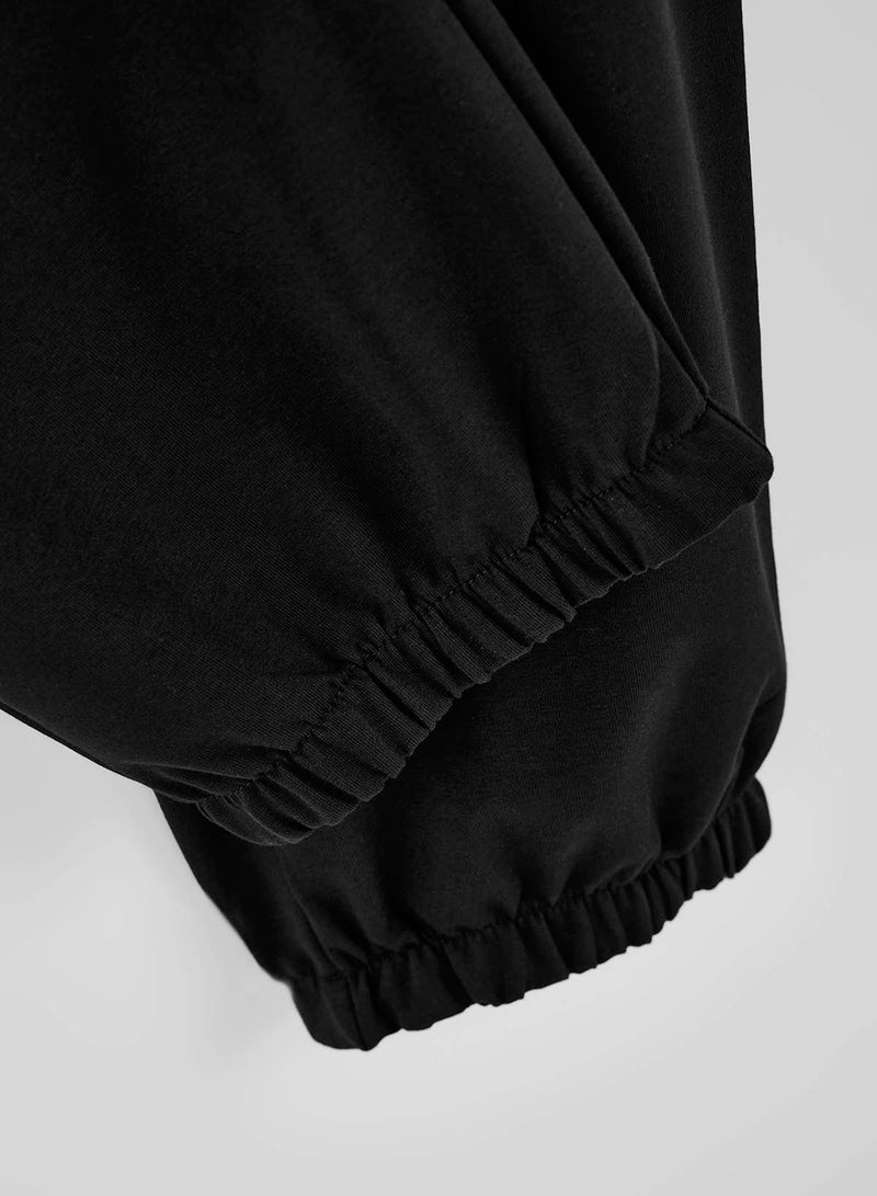 trendyol Black Large Size Regular Fit Printed Piped Rubber Leg Sweatpants Tmnss26Aj00001 - Image 4