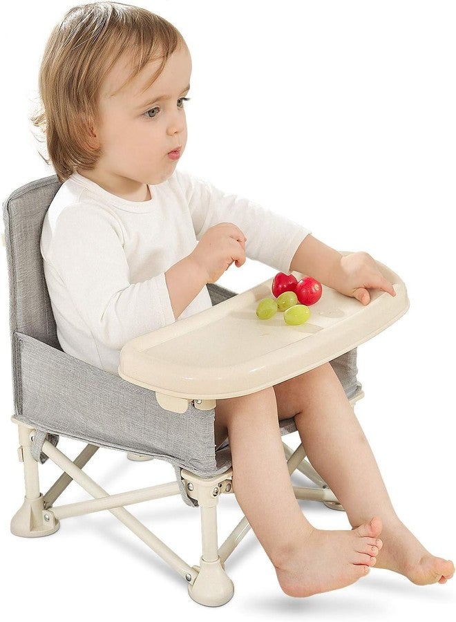 Olpad Baby Seat Booster High Chair, Portable Space Saving Chair, Folding Feeding Safety Belt, Food Tray, Travel Bag, Aluminum Alloy Children Dining Chair, Grey - Image 5