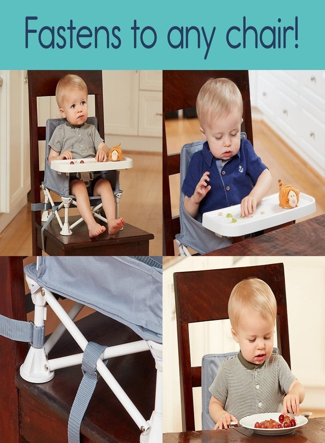 Olpad Baby Seat Booster High Chair, Portable Space Saving Chair, Folding Feeding Safety Belt, Food Tray, Travel Bag, Aluminum Alloy Children Dining Chair, Grey - Image 2