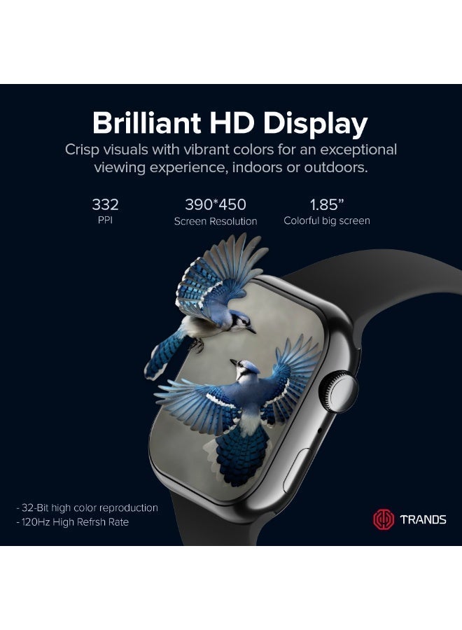 Trands SW50 Smart Watch for iOS & Android, 1.75-Inch TFT Touch Screen, Bluetooth Calling, IP68 Waterproof, Fitness Tracker with Heart Rate & Sleep Monitor, Black - Image 3
