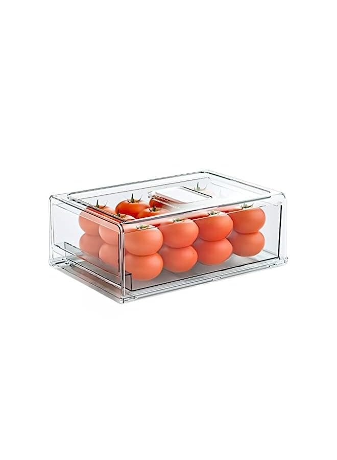 Zaboon Refrigerator Food Storage Stackable Fridge Box Pull Out Food Storage Container With Bottom Drainage Valves For Freezer Kitchen Bathroom Fridge Home Bpa Free (30X20.6X11.5Cm) - Image 2