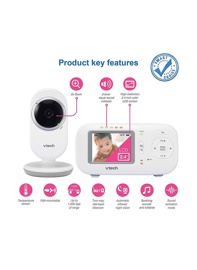 vtech - Vtech Vm320 Video Baby Monitor With Invisible Night Vision, Soothing Sounds And 2 Way Talk Intercom - Image 1