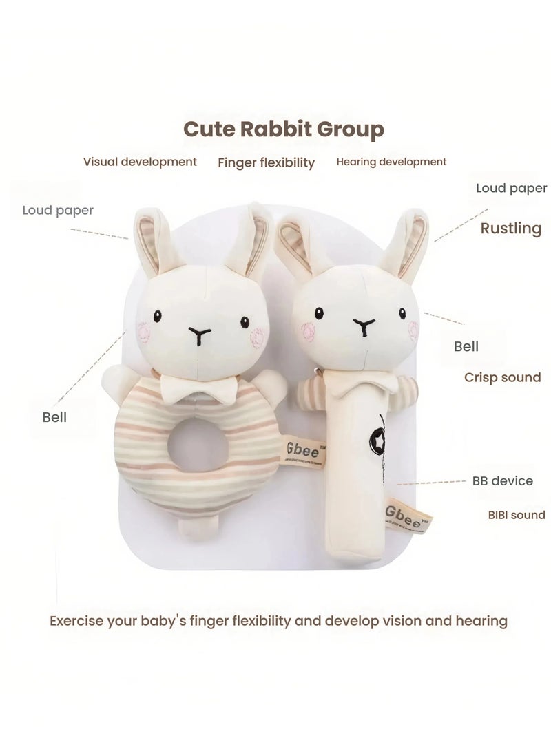 عام الرضع اليد حشرجة ألعاب من نسيج مخملي التعليم المبكر الحيوان جولة اليد حشرجة دمية طفل مهدئا لعبة - Image 2