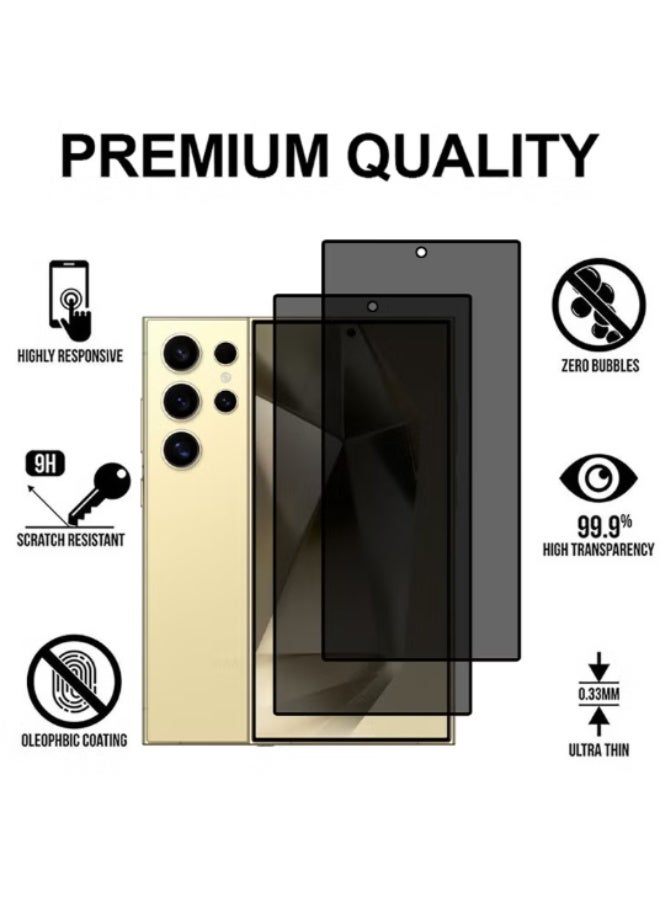 Pack of 2 Tempered Glass Screen Protector With 9H hardness For Samsung Galaxy S24 Ultra 6.8 Privacy - Image 2