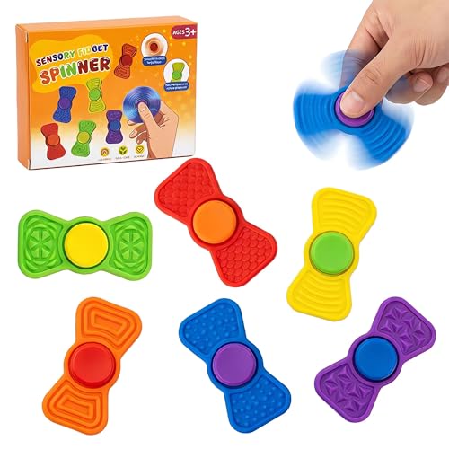 Tendry Sensory Fidget Toys for Kids Adults 2in1 Fidgets Spinner Textured Stress Anxiety Relief Toys for Teenage with Autism ADHD Focus Quiet Desk Toy for Classroom Prize OfficeCalm Down Corner - Image 1
