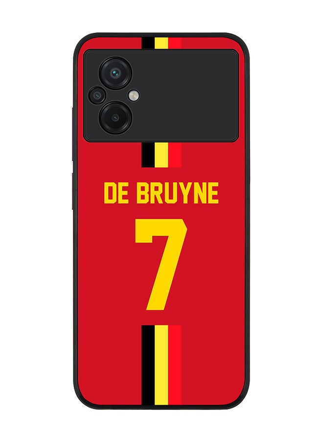 Stylizedd Rugged Black edge case for Xiaomi Poco M5 Slim fit Soft Case Flexible Rubber Edges Anti Drop TPU Gel Thin Cover - Football Team - Belgium Player Name - De Bruyne - Image 1