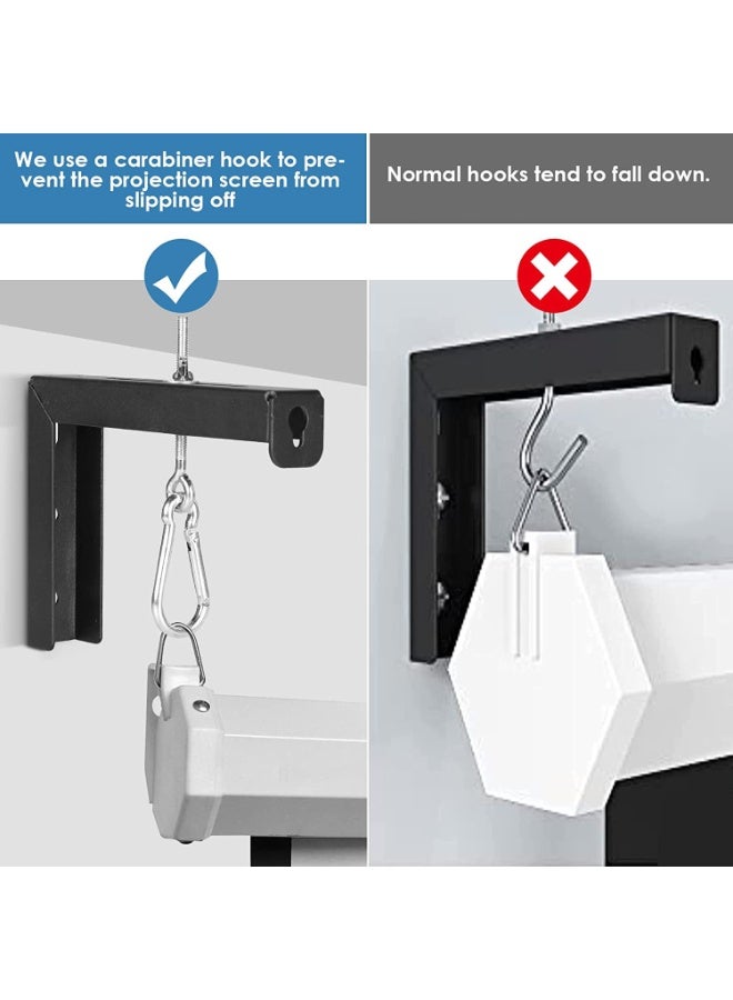 فلاشهوك حامل حائط لشاشة العرض - حامل حائطي عالمي على شكل حرف L، خطافات تثبيت قابلة للتعديل بطول 15 سم لشاشة العرض والسينما المنزلية، زوج واحد، أسود، يتحمل حتى 30 كجم - Image 4