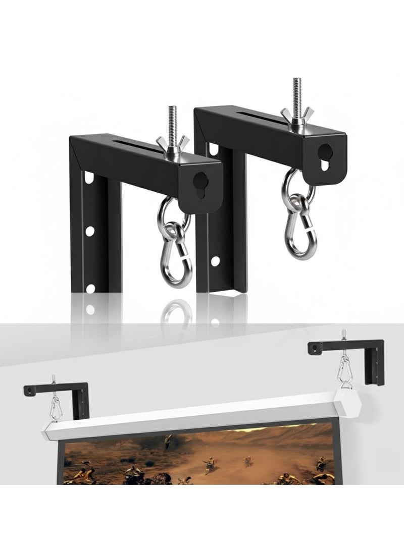 فلاشهوك حامل حائط لشاشة العرض - حامل حائطي عالمي على شكل حرف L، خطافات تثبيت قابلة للتعديل بطول 15 سم لشاشة العرض والسينما المنزلية، زوج واحد، أسود، يتحمل حتى 30 كجم - Image 1