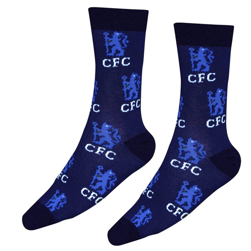 Chelsea FC Football Crest Socks Adults 8-11 - Image 2