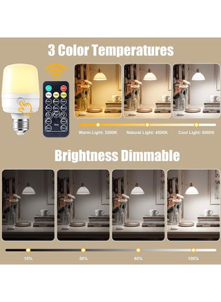 2 Packs LED Light Bulbs,  Dimmable And Rechargeable Battery Operated Light Bulb with Remote Control, 4 Color Temperatures, Timing, Magnetic Detachable LED Bulb for Wall Sconce and Lamp - view 3