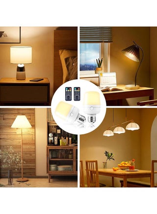 2 Packs LED Light Bulbs,  Dimmable And Rechargeable Battery Operated Light Bulb with Remote Control, 4 Color Temperatures, Timing, Magnetic Detachable LED Bulb for Wall Sconce and Lamp - view 2