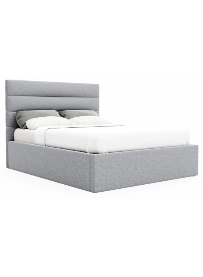 Bed and Mattress Home Lush Lounge Upholstered Single Size ( Mattress Size 90 X 200 CM ) Grey Color Bed Size 212 W X 98 L CM ( Mattress Sold Separately )  - Image 3
