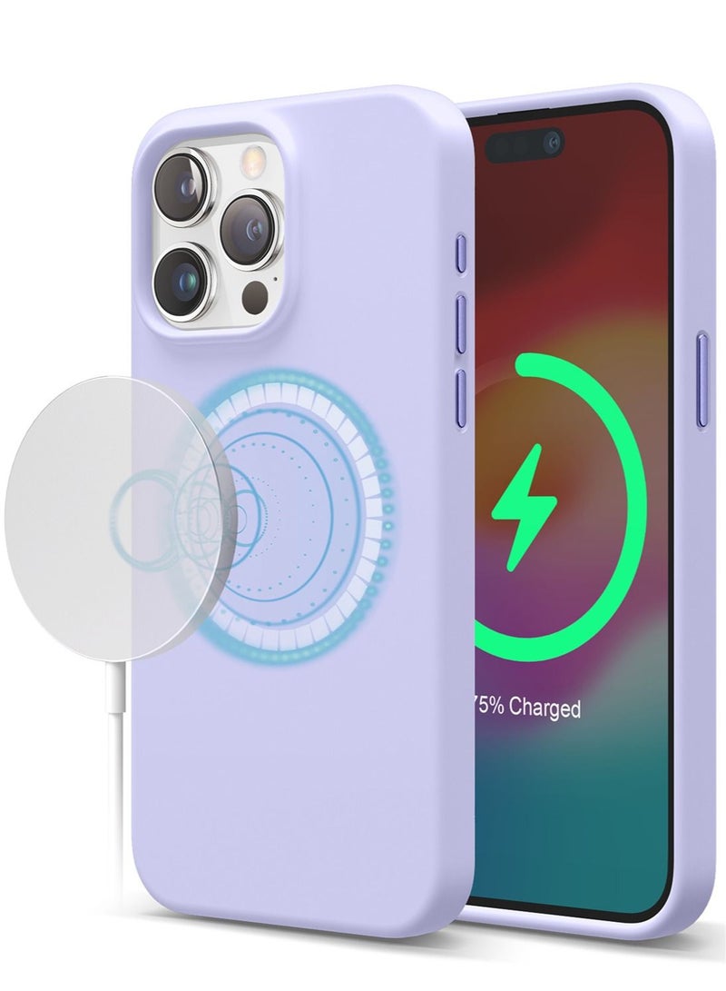 Elago Magnetic Liquid Silicone for iPhone 15 PRO Case Cover with MagSafe Shockproof - Purple - Image 1