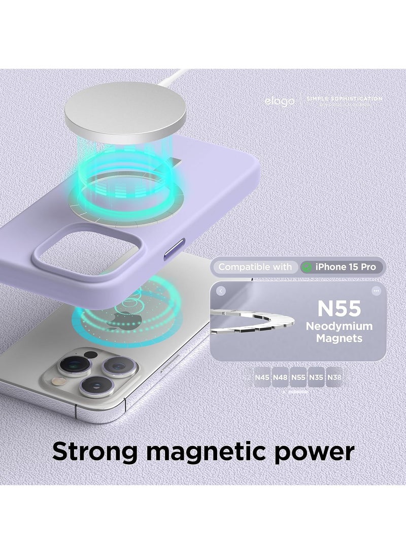 Elago Magnetic Liquid Silicone for iPhone 15 PRO Case Cover with MagSafe Shockproof - Purple - Image 4