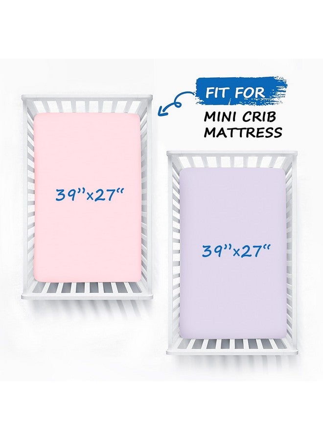 Coldwind أوراق للعب والتعبئة للأولاد والبنات، عبوة 2 أوراق للعب المحمولة تناسب غراكو باك إن بلاي، ملائمة بشكل مريح وقابلة للتنفس، أوراق سرير ميني، وردي وبنفسجي - Image 3