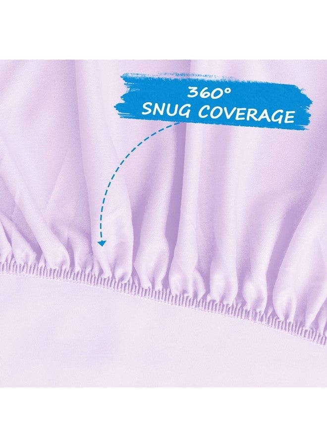 Coldwind أوراق للعب والتعبئة للأولاد والبنات، عبوة 2 أوراق للعب المحمولة تناسب غراكو باك إن بلاي، ملائمة بشكل مريح وقابلة للتنفس، أوراق سرير ميني، وردي وبنفسجي - Image 4