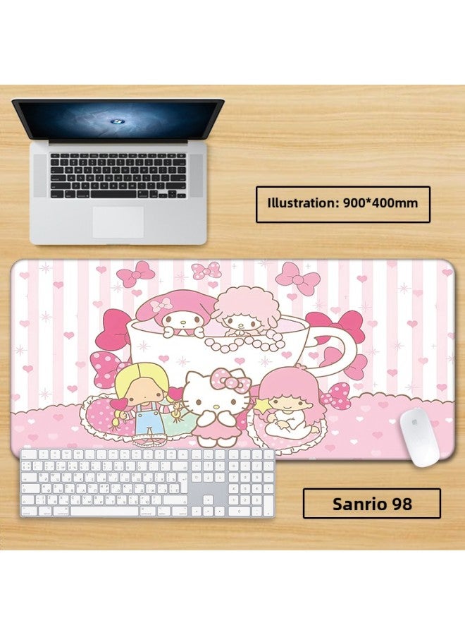 Unlocked Sanrio Mouse Pad Extra Large Girl Cute Cartoon Notebook Office Computer Keyboard Learning-Color:60x30cm Thickness 3mm-Pattern:Army Green Sanrio 98  - Image 1