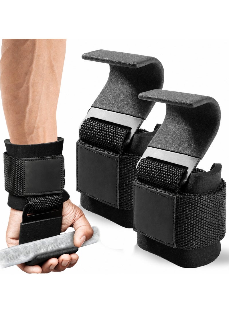 SBK 2 Pcs Weight Lifting Hooks with Wrist Support Straps, Heavy Duty Gym Hooks Gloves for Deadlifts, Powerlifting and Strength Training, Anti Slip Grip Fitness Wristbands Protective Gear - Image 1