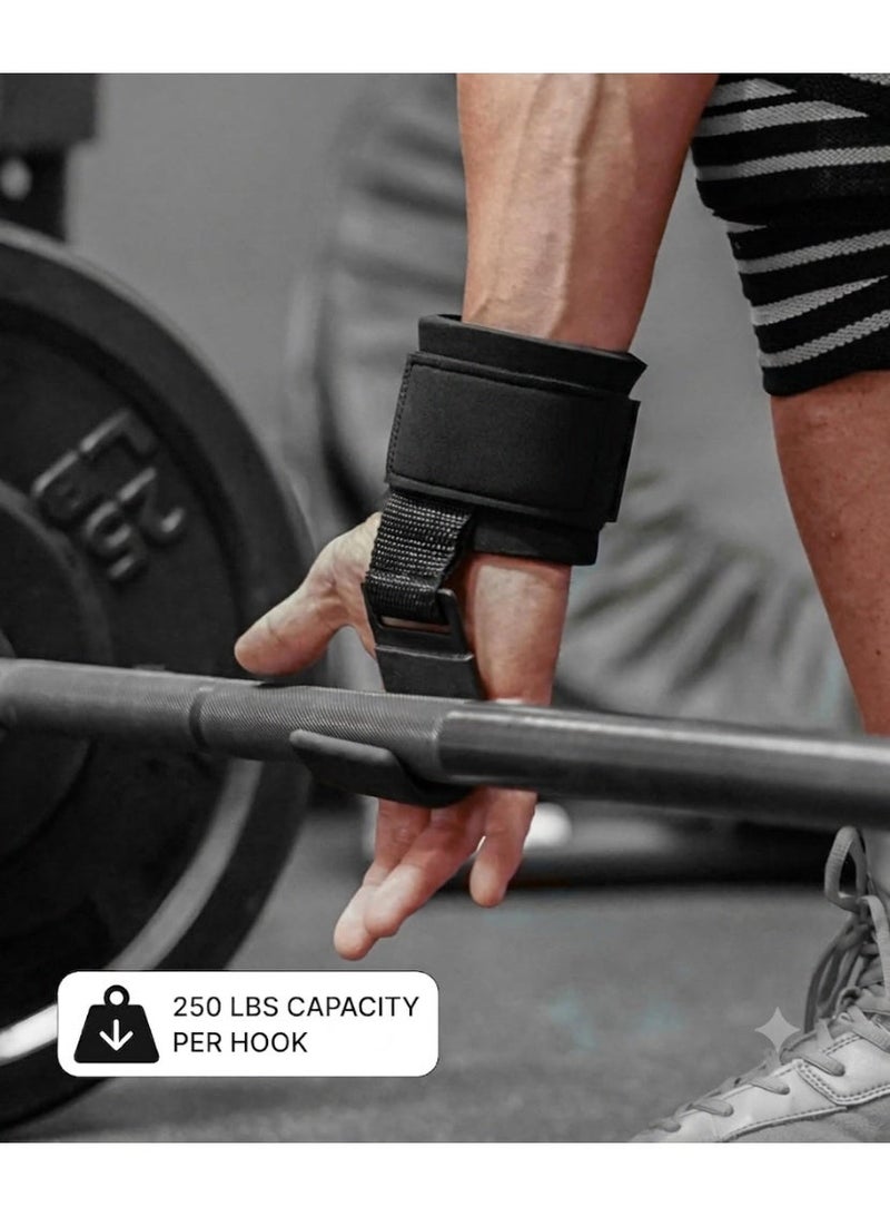SBK 2 Pcs Weight Lifting Hooks with Wrist Support Straps, Heavy Duty Gym Hooks Gloves for Deadlifts, Powerlifting and Strength Training, Anti Slip Grip Fitness Wristbands Protective Gear - Image 5