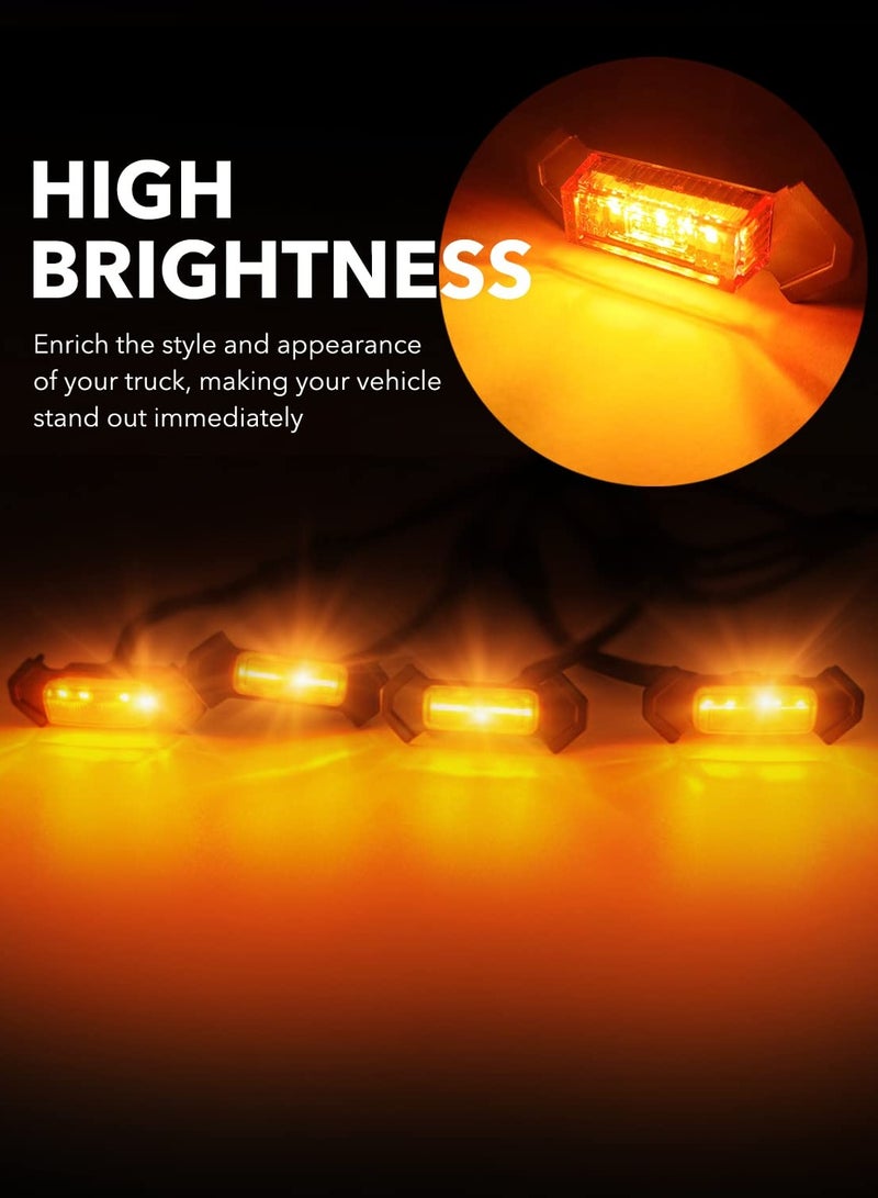 Generic LED Grille Lights Amber Yellow For Tacoma TRD PRO Front Grille 2016 2017 2018 4PCS Amber Shell With Amber Light  - Image 3