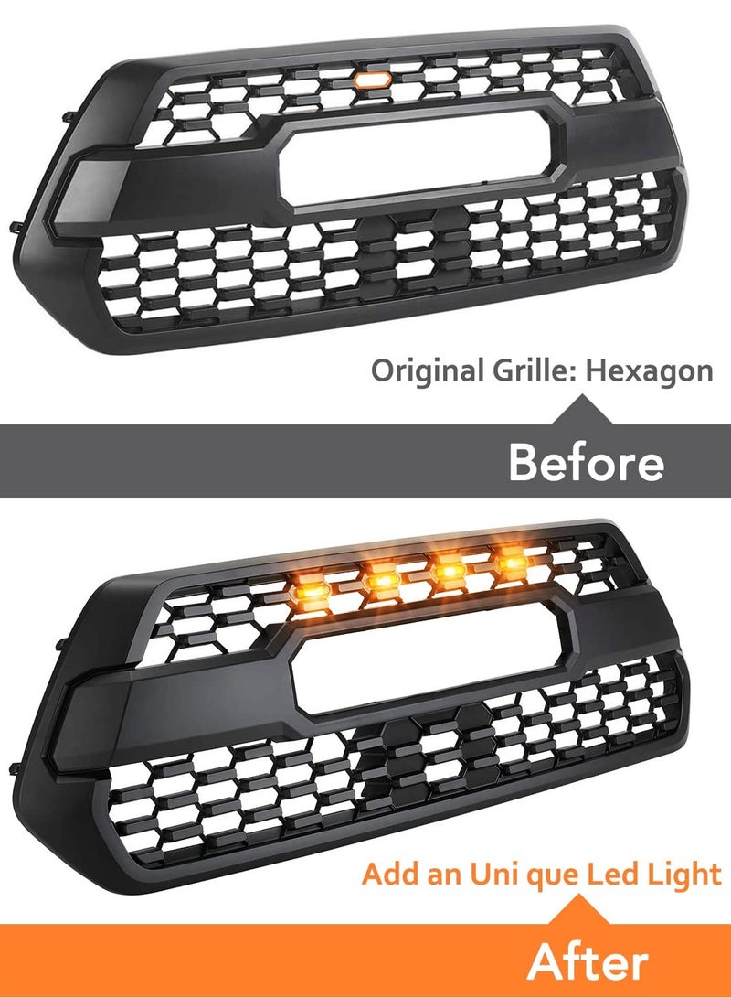 Generic LED Grille Lights Amber Yellow For Tacoma TRD PRO Front Grille 2016 2017 2018 4PCS Amber Shell With Amber Light  - Image 5