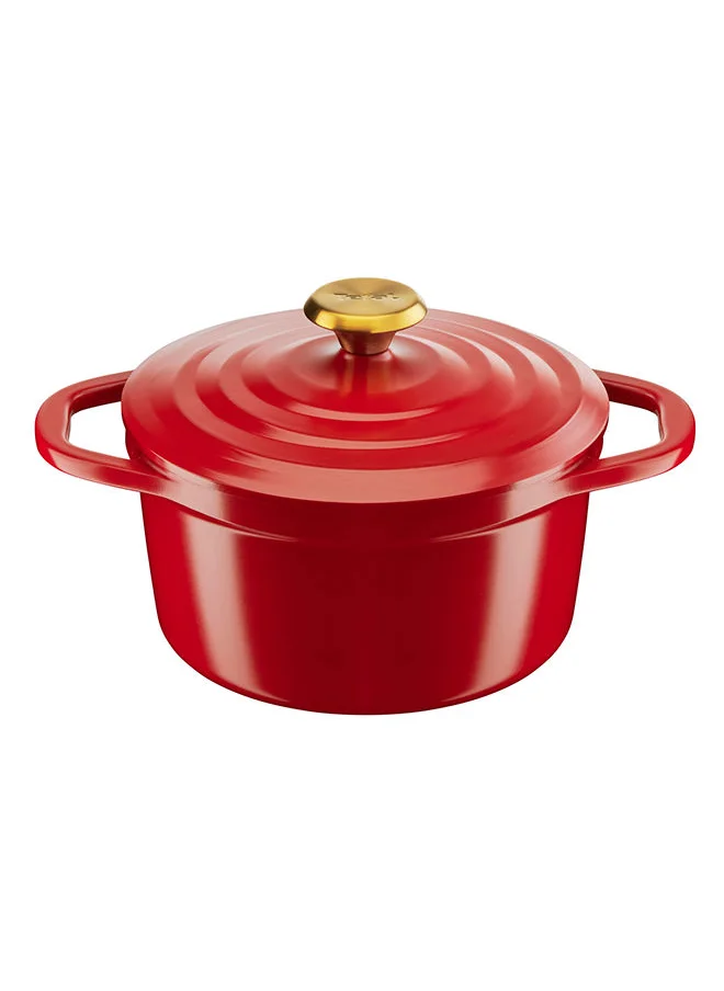 تيفال Tefal Air Cooking Pot 24 Cm Lightweight Cast Aluminum Dutch Oven With Condensation Lid Easy To Clean Safe Ceramic Coating Stew Pot Robust Oven-Safe Induction Cookware