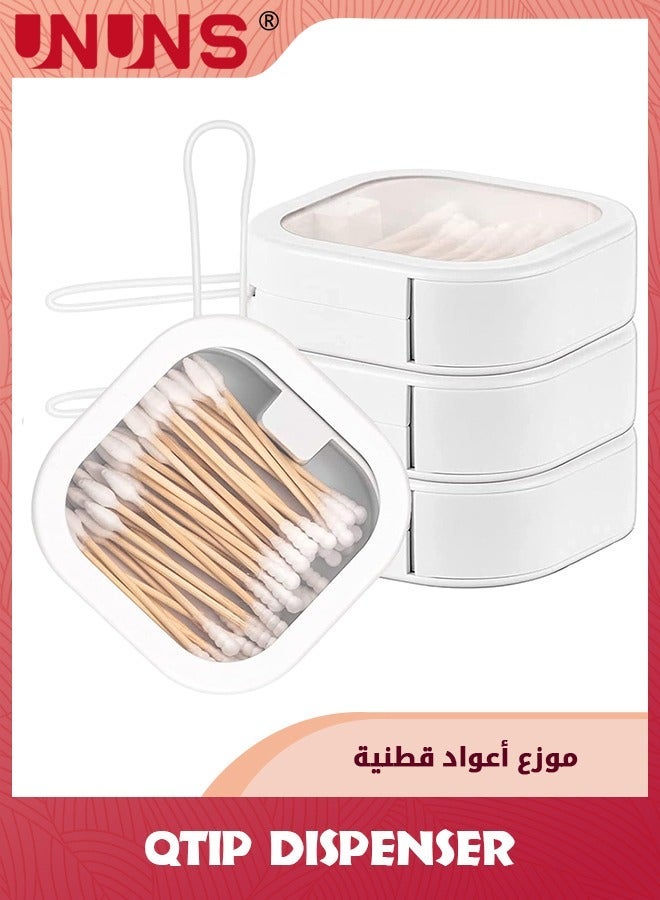 UNUNS 4 Pcs QTIP Tie Organizer,Portable Accessory Storage Containers,Small Stackable Ties Qtip Travel Holder Cotton Swab Dispenser Accessories Organizer Box,White  - Image 1