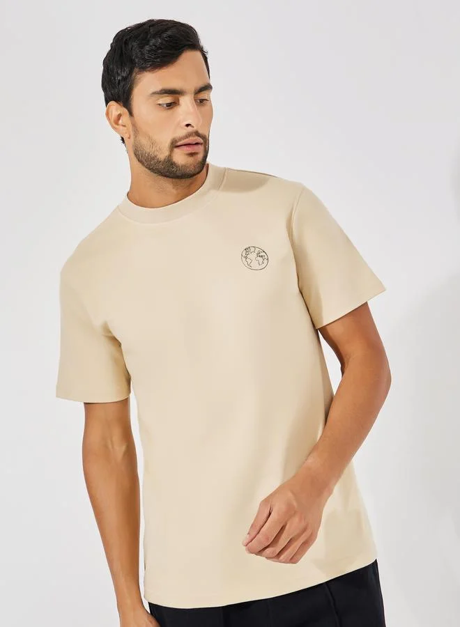 ستايلي Premium Interlock Mock Neck Detail Regular Fit T-Shirt