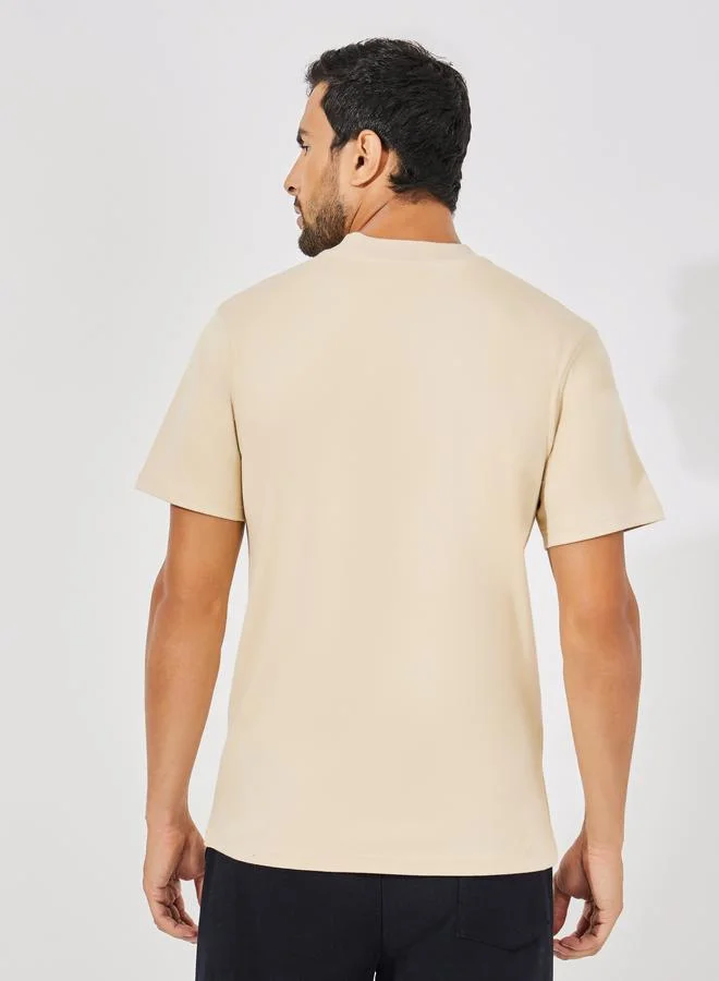 ستايلي Premium Interlock Mock Neck Detail Regular Fit T-Shirt