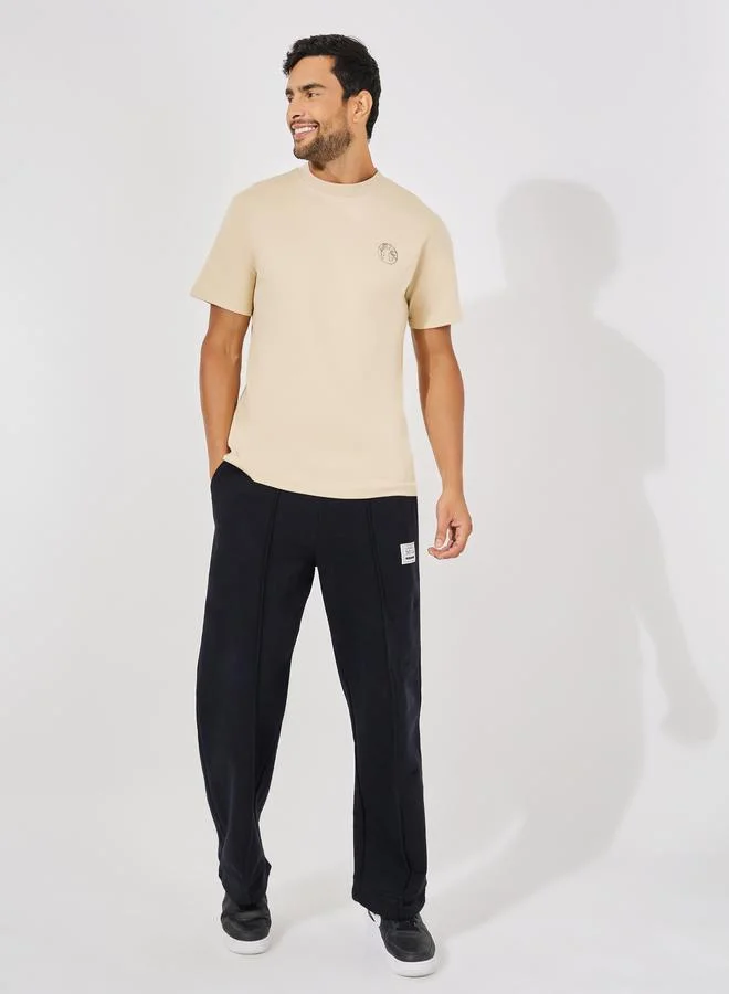 ستايلي Premium Interlock Mock Neck Detail Regular Fit T-Shirt